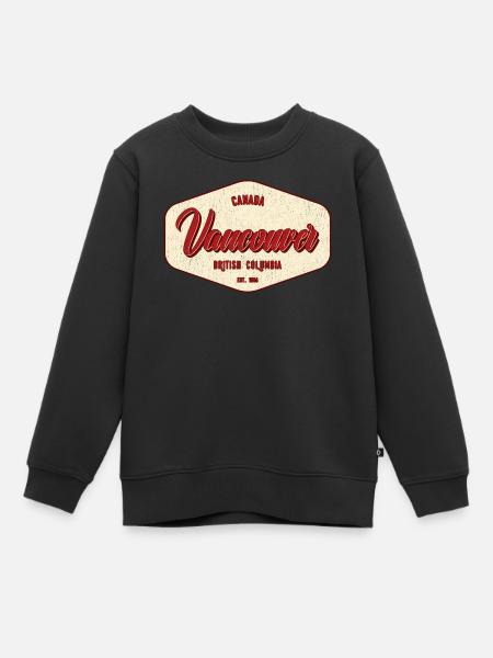Vancouver Vintage City Label - Kinder Premium Organic Sweatshirt - Schwarz