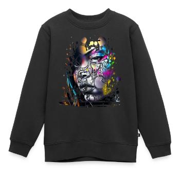 Graffiti Street Art Spray Vintage Schablone Retro - Kinder Premium Organic Sweatshirt - Schwarz - Vorne - AI Model Kid Female (0cm)