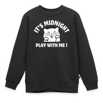 Mitternacht, Katze, Katze Humor - Kinder Premium Organic Sweatshirt - Schwarz - Vorne - AI Model Kid Female (0cm)