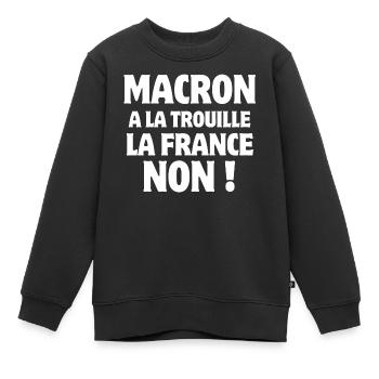 Macron, président de la république - Sweat Premium enfant bio - noir - Devant - AI Model Kid Female (0cm)