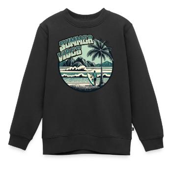 Retro Surfer Sommer Palmen Strand Sonne Urlaub - Kinder Premium Organic Sweatshirt - Schwarz - Vorne - AI Model Kid Female (0cm)