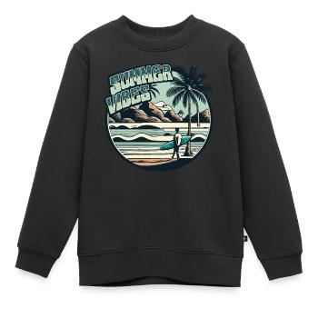 Retro Surfer Sommer Palmen Strand Sonne Urlaub - Kinder Premium Organic Sweatshirt - Schwarz - Vorne - AI Model Kid Female (0cm)