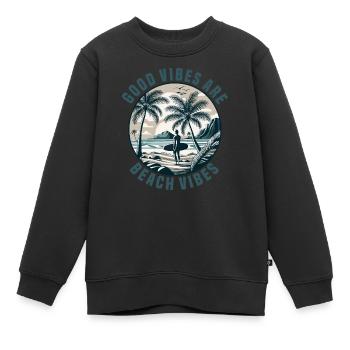 Surfen Surfer Sommer Palmen Strand Sonne Urlaub - Kinder Premium Organic Sweatshirt - Schwarz - Vorne - AI Model Kid Female (0cm)
