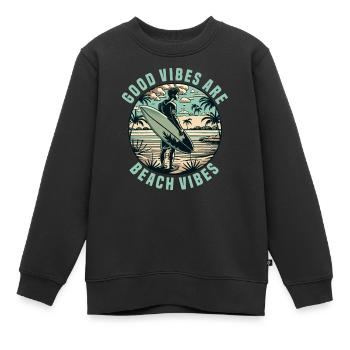Surfen Surfer Sommer Palmen Strand Sonne Urlaub - Kinder Premium Organic Sweatshirt - Schwarz - Vorne - AI Model Kid Female (0cm)
