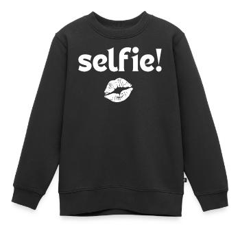 selfie, portable, téléphone - Sweat Premium enfant bio - noir - Devant - AI Model Kid Female (0cm)