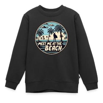 Meet Me At The Beach Surfer Girl Spruch Zitat - Kinder Premium Organic Sweatshirt - Schwarz - Vorne - AI Model Kid Female (0cm)