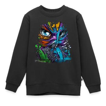 graffiti street art spray couleurs cool artiste rétro - Sweat Premium enfant bio - noir - Devant - AI Model Kid Female (0cm)