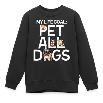 Mein Lebensziel ist es, alle Hunde zu streicheln - Kinder Premium Organic Sweatshirt - Schwarz - Vorne - AI Model Kid Female (0cm)