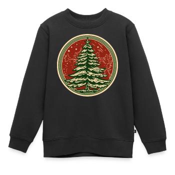 Festive Christmas Tree - Kids Premium Organic Sweatshirt - black - Front - AI Model Kid Female (0cm)