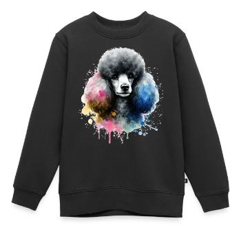 Pudel Hundekopf Watercolor - Kinder Premium Organic Sweatshirt - Schwarz - Vorne - AI Model Kid Female (0cm)