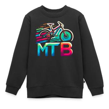 Vibrant MTB Bike Splash - Kids Premium Organic Sweatshirt - black - Front - AI Model Kid Female (0cm)