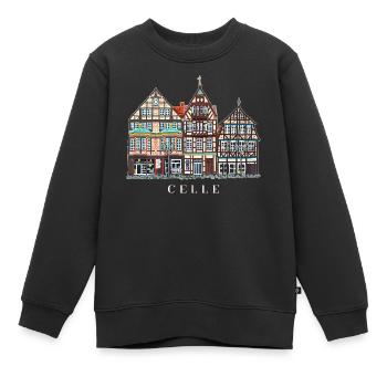 Celle, Handzeichnung Fassaden Altstadt Deutschland - Kinder Premium Organic Sweatshirt - Schwarz - Vorne - AI Model Kid Female (0cm)