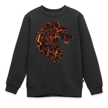 Fantasy Drache Anime Drachenkopf Mythisches Reptil - Kinder Premium Organic Sweatshirt - Schwarz - Vorne - AI Model Kid Female (0cm)
