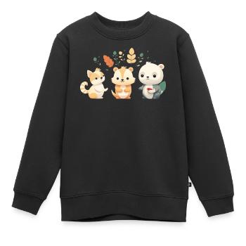 Niedliche Waldfreunde Illustration - Kinder Premium Organic Sweatshirt - Schwarz - Vorne - AI Model Kid Female (0cm)