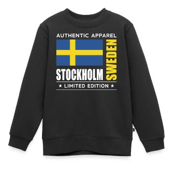 Stockholm - Sweat Premium enfant bio - noir - Devant - AI Model Kid Female (0cm)