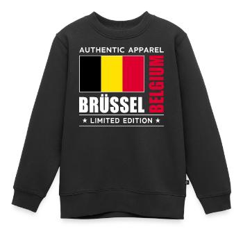 Bruxelles - Sweat Premium enfant bio - noir - Devant - AI Model Kid Female (0cm)