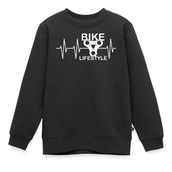 bike lifestyle chain sprocket bike heartbeat - Kids Premium Organic Sweatshirt - black - Front - AI Model Kid Female (0cm)
