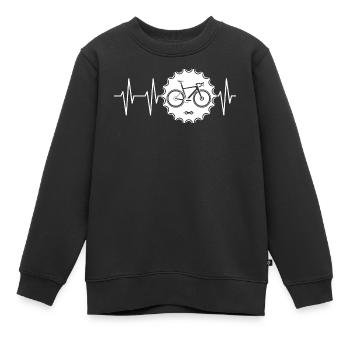 pulse bike logo with sprocket Biketeam Team Tour - Kids Premium Organic Sweatshirt - black - Front - AI Model Kid Female (0cm)