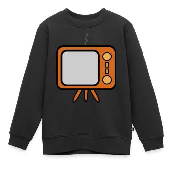 TV Vintage - Sweat Premium enfant bio - noir - Devant - AI Model Kid Female (0cm)