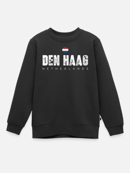 Typografie der notleidenden Stadt Den Haag - Kinder Premium Organic Sweatshirt - Schwarz