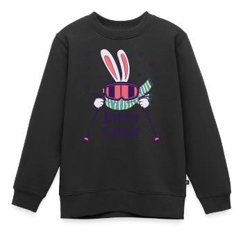 Joyeuses Pâques de la part du lapin de ski avec bâtons de ski - Sweat Premium enfant bio - noir - Devant - AI Model Kid Female (0cm)
