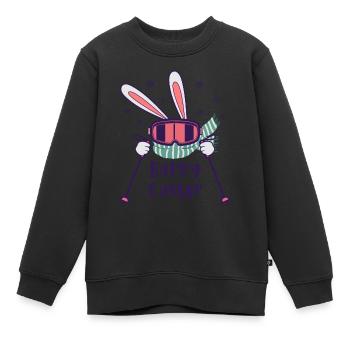 Joyeuses Pâques de la part du lapin de ski avec bâtons de ski - Sweat Premium enfant bio - noir - Devant - AI Model Kid Female (0cm)