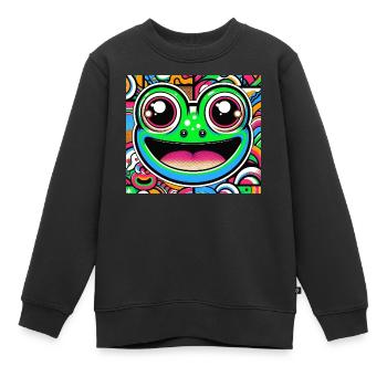 Frosch Pop Art - Kinder Premium Organic Sweatshirt - Schwarz - Vorne - AI Model Kid Female (0cm)