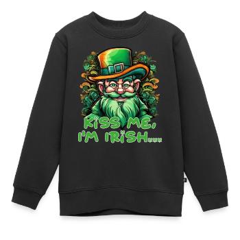 St. Patrick´s Day Kiss me I´m irish Leprechaun - Kinder Premium Organic Sweatshirt - Schwarz - Vorne - AI Model Kid Female (0cm)