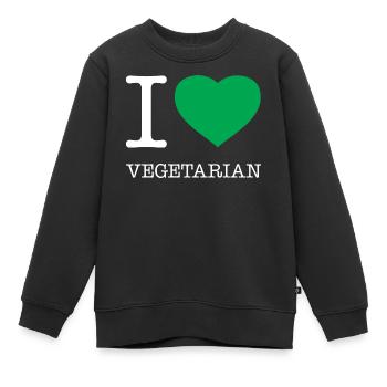 I LOVE VEGETARIAN Vegetarisch Hashtag - Kinder Premium Organic Sweatshirt - Schwarz - Vorne - AI Model Kid Female (0cm)