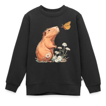 Capybara Schmetterling - Kinder Premium Organic Sweatshirt - Schwarz - Vorne - AI Model Kid Female (0cm)