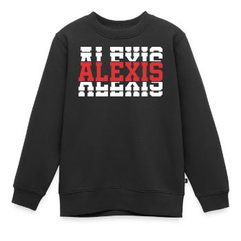 Alexis t-shirt t-shirt gift idea stacked text - Kids Premium Organic Sweatshirt - black - Front - AI Model Kid Female (0cm)