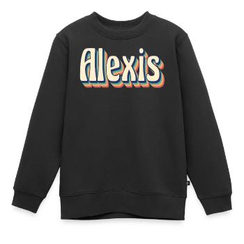 vintage retro Alexis t-shirt t-shirt gift idea - Kids Premium Organic Sweatshirt - black - Front - AI Model Kid Female (0cm)