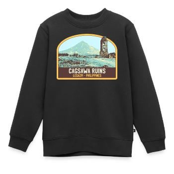 Ruinen von Cagsawa, Vulkan Mayon, Philippinen - Kinder Premium Organic Sweatshirt - Schwarz - Vorne - AI Model Kid Female (0cm)