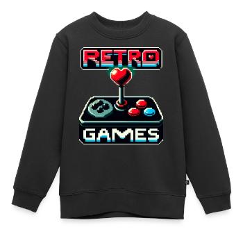 Retro-Spiele Leidenschaft - Kinder Premium Organic Sweatshirt - Schwarz - Vorne - AI Model Kid Female (0cm)