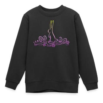 Silhouette de lapin de Pâques avec des œufs de Pâques - Sweat Premium enfant bio - noir - Devant - AI Model Kid Female (0cm)