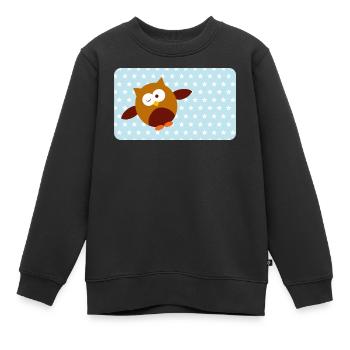 Drôle de hibou avec astérisque bleu | Personnalisable - Sweat Premium enfant bio - noir - Devant - AI Model Kid Female (0cm)