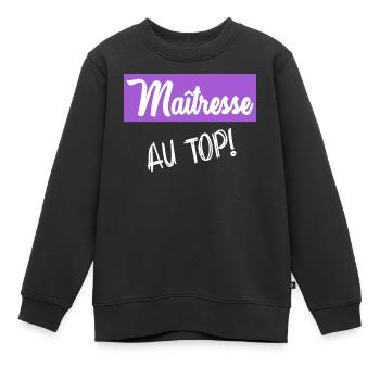 DANKE, HERRIN - Kinder Premium Organic Sweatshirt - Schwarz - Vorne - AI Model Kid Female (0cm)