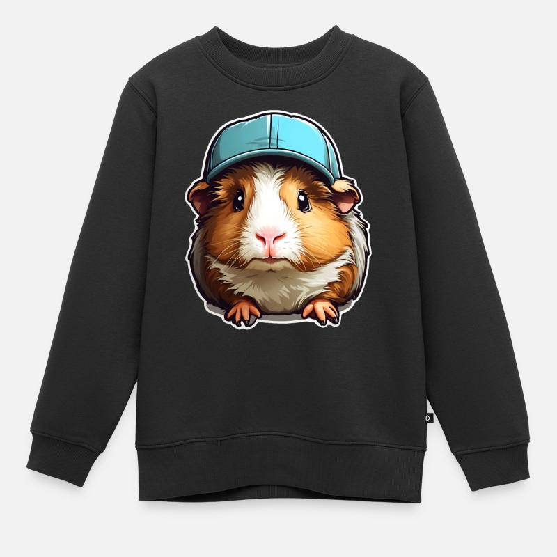 Meerschweinchen mit blauer Kappe - Kinder Premium Organic Sweatshirt - Schwarz