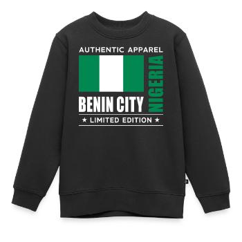 Benin City - Sweat Premium enfant bio - noir - Devant - AI Model Kid Female (0cm)