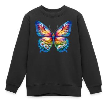 Fleurs papillon marguerites marguerites - Sweat Premium enfant bio - noir - Devant - AI Model Kid Female (0cm)