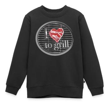 La viande comme un cœur sur le gril - l’amour des grillades - Sweat Premium enfant bio - noir - Devant - AI Model Kid Female (0cm)