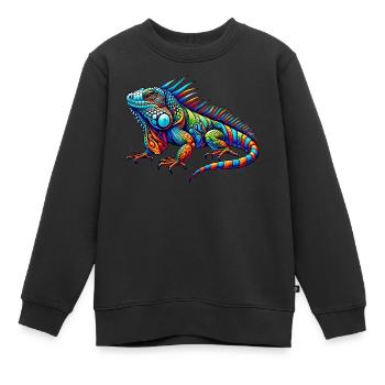 Leguan - Kinder Premium Organic Sweatshirt - Schwarz - Vorne - AI Model Kid Female (0cm)