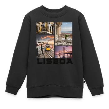 Lisbonne Lisbonne Vacances Tram - Sweat Premium enfant bio - noir - Devant - AI Model Kid Female (0cm)