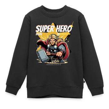 Super-héros - Sweat Premium enfant bio - noir - Devant - AI Model Kid Female (0cm)