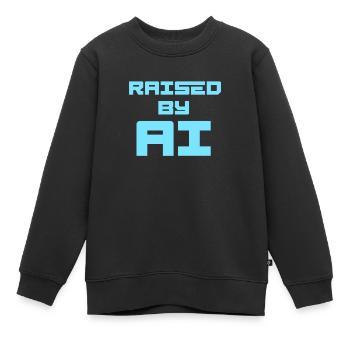 ÉLEVÉ PAR L’IA - Sweat Premium enfant bio - noir - Devant - AI Model Kid Female (0cm)
