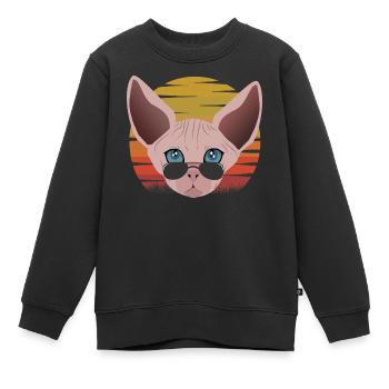 Coucher de soleil de chat Sphinx - Sweat Premium enfant bio - noir - Devant - AI Model Kid Female (0cm)