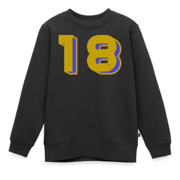 18. 18 ANS. 18e ANNIVERSAIRE. ANNIVERSAIRE 18 ANS. - Sweat Premium enfant bio - noir - Devant - AI Model Kid Female (0cm)