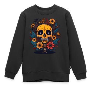 Squelette - Sweat Premium enfant bio - noir - Devant - AI Model Kid Female (0cm)