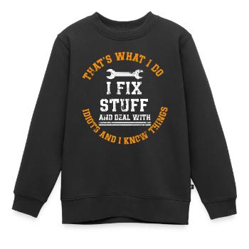 Mécanicien automobile, mécatronicien, technicien tournevis, dictons - Sweat Premium enfant bio - noir - Devant - AI Model Kid Female (0cm)