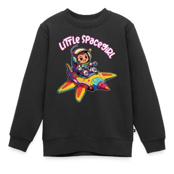 Spacegirl kleine Astronautin in buntem Raumschiff - Kinder Premium Organic Sweatshirt - Schwarz - Vorne - AI Model Kid Female (0cm)